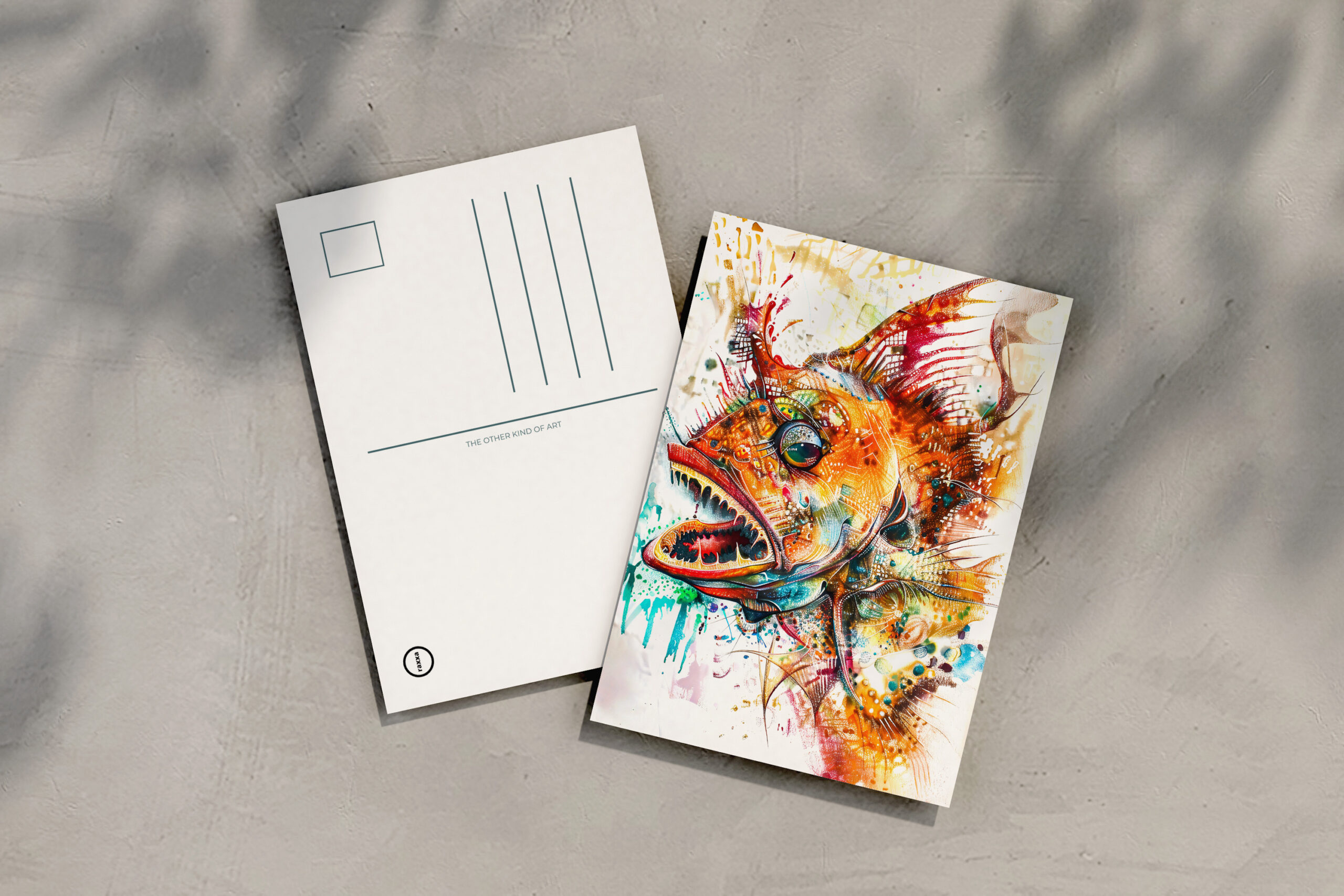 raxxa Postkarte: Abstract Watercolor Illustration of a Deep-Sea Anglerfish