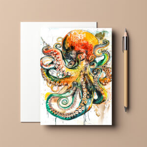 raxxa Postkarte: Abstract Watercolor Illustration of an Octopus