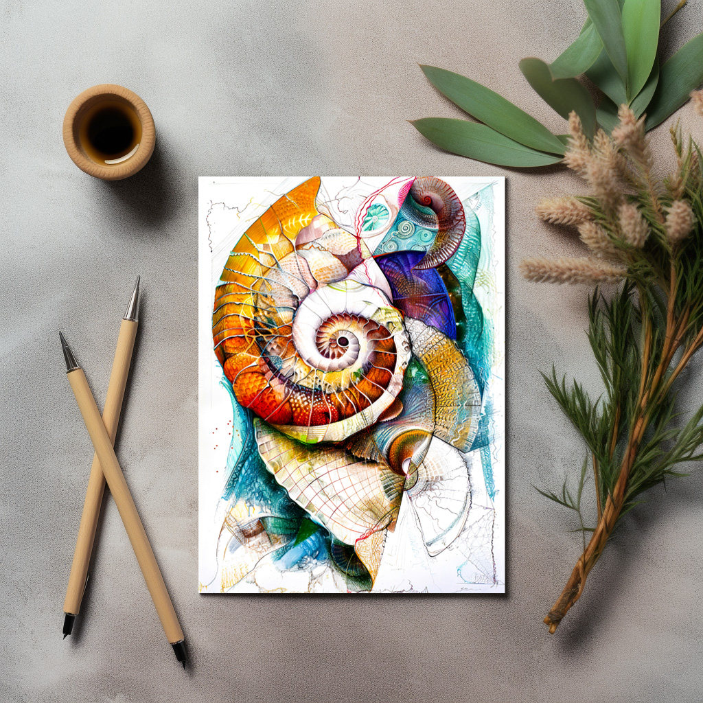 raxxa Postkarte: Abstract Watercolor Illustration of a Nautilus