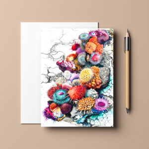 raxxa Postkarte: Abstract Watercolor Illustration of Colorful Sea Anemones
