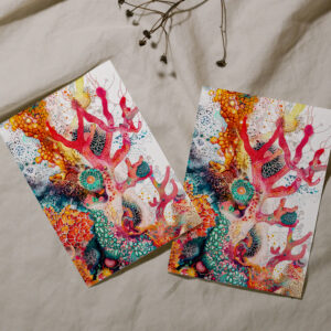 raxxa Postkarte: Abstract Watercolor Illustration of Coral Reefs