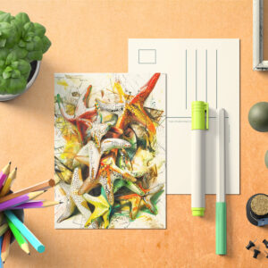 raxxa Postkarte: Abstract Watercolor Illustration of Starfish