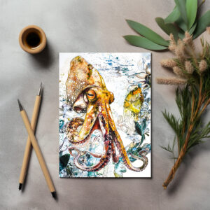 raxxa Postkarte: Abstract Watercolor Illustration of a Squid