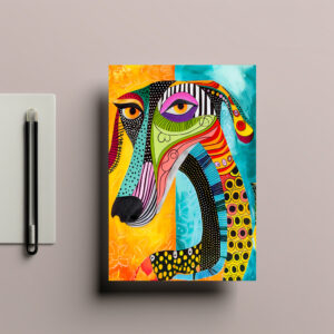 raxxa Postkarte: Pop-Art Dog in Expressive Colors