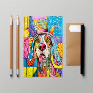 raxxa Postkarte: Pop-Art Dog Portrait in Retro Style