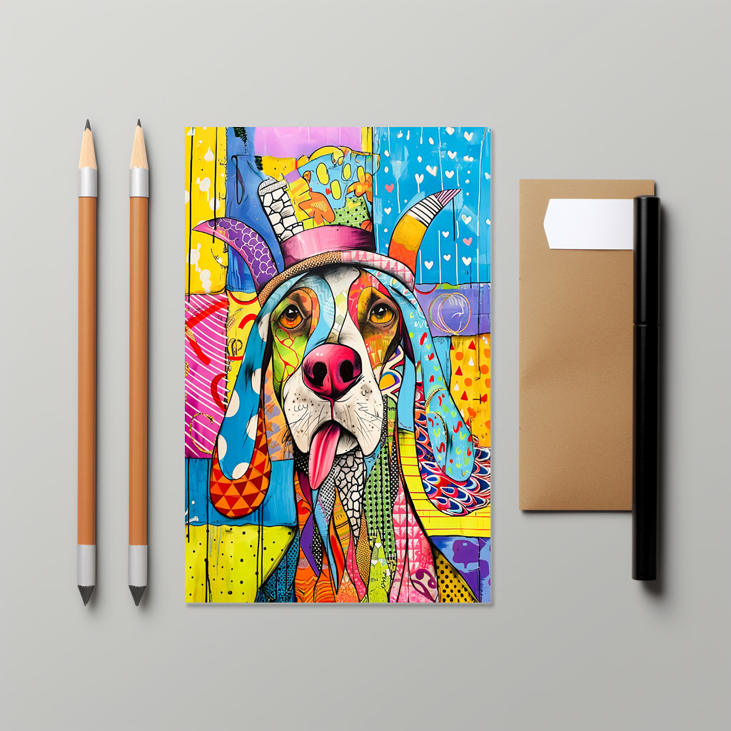 raxxa Postkarte: Pop-Art Dog Portrait in Retro Style