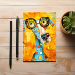 raxxa Postkarte: Playful Pop-Art Dog in Bright Hues