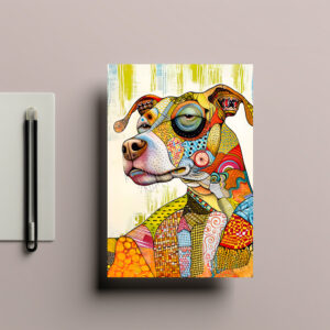 raxxa Postkarte: Bright and Bold Pop-Art Dog Portrait