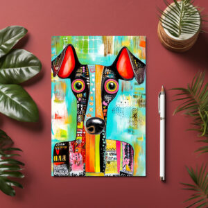 raxxa Postkarte: Crazy Dog Face in Pop-Art Style