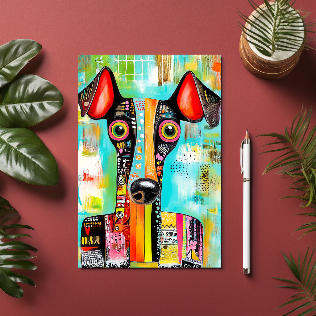 raxxa Postkarte: Crazy Dog Face in Pop-Art Style