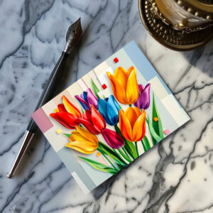 raxxa Postkarte: Colorful Tulips in Modern Abstract Style