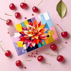 raxxa Postkarte: Colorful Dahlia in Modern Abstract Style