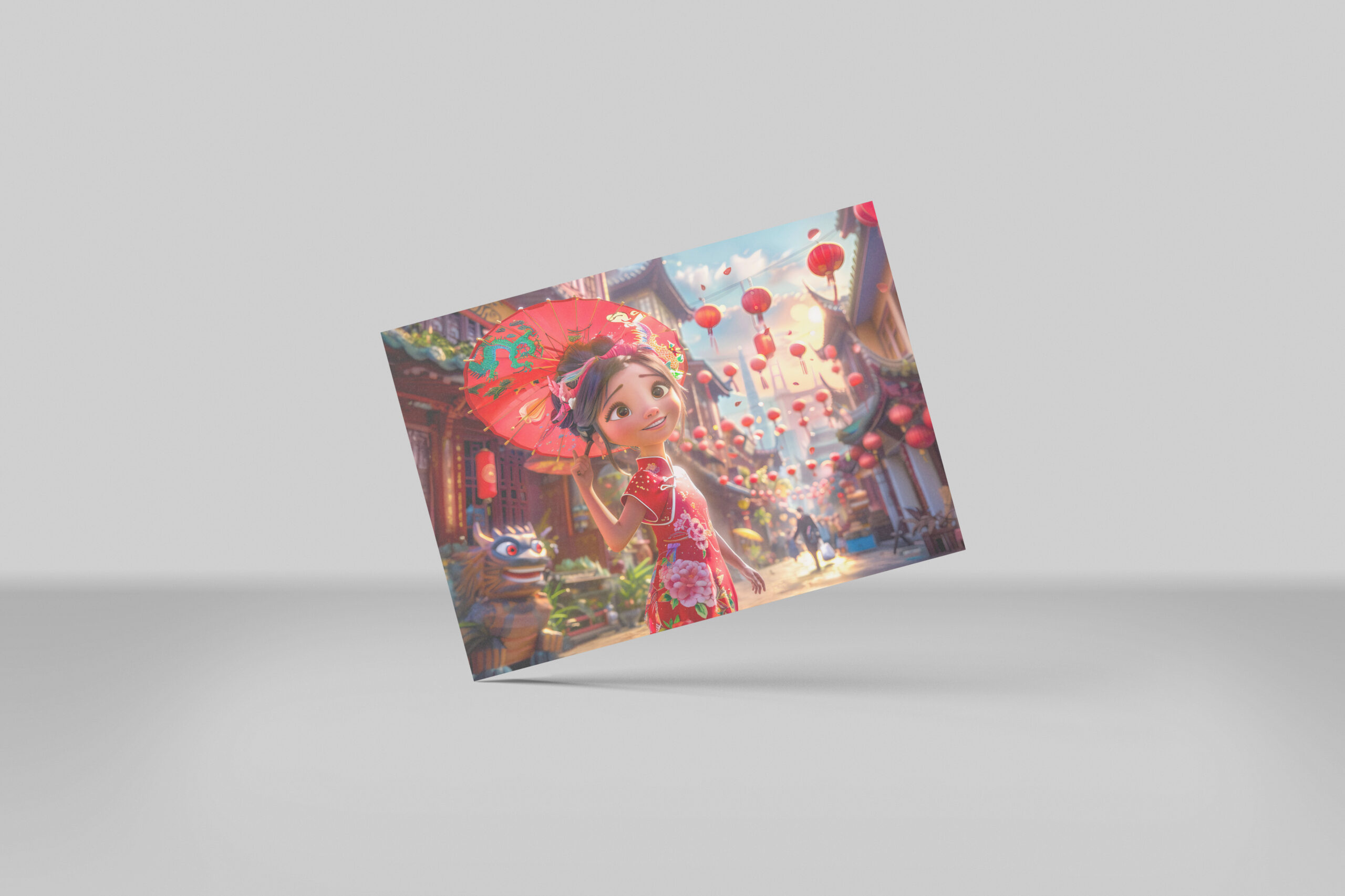 raxxa Postkarte: Comic Girl with Parasol in Sunny Scene