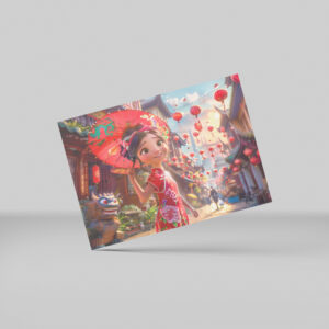 raxxa Postkarte: Comic Girl with Parasol in Sunny Scene