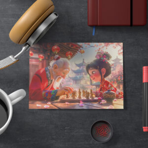 raxxa Postkarte: Girl and Grandpa Playing Modern Chess