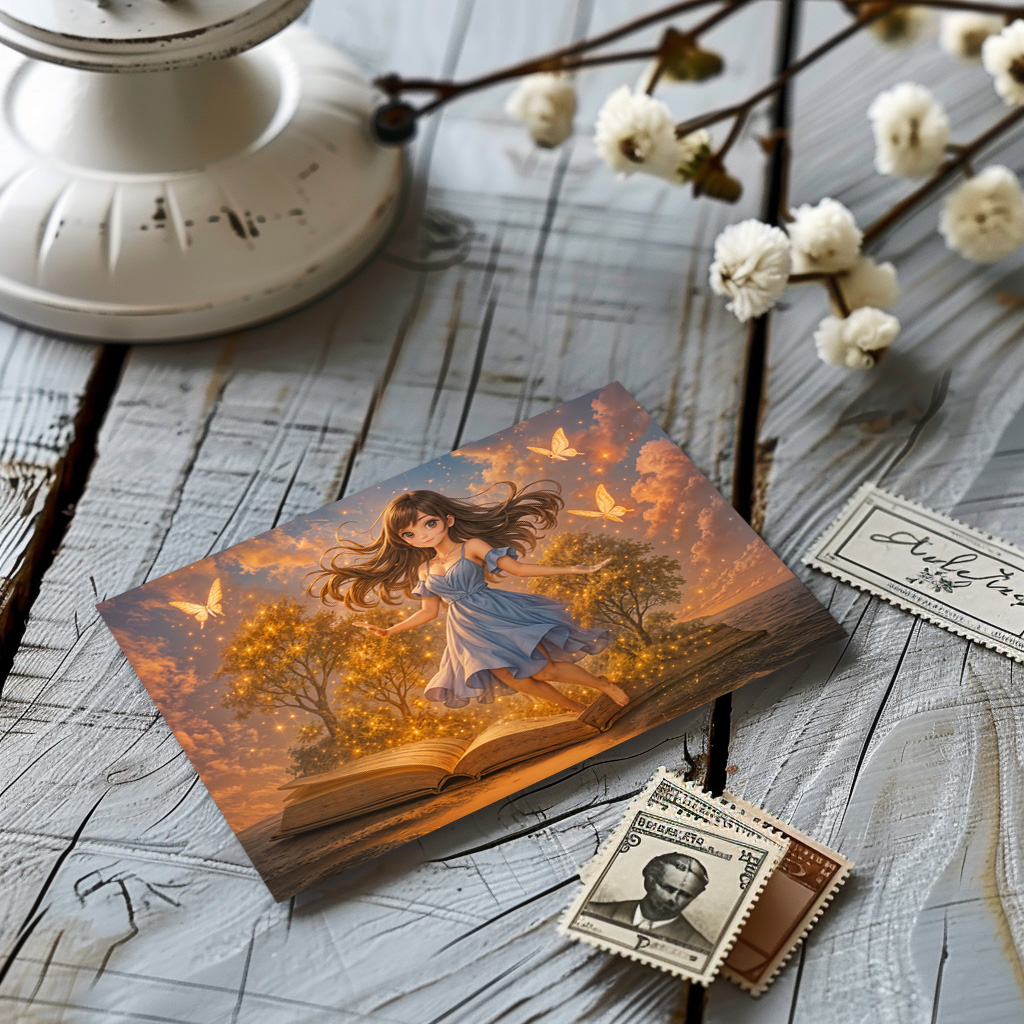 raxxa Postkarte: Anime girl with magical book powers