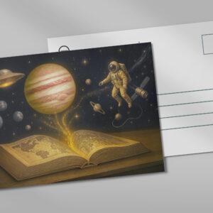 raxxa Postkarte: Astronaut floats from cosmic storybook