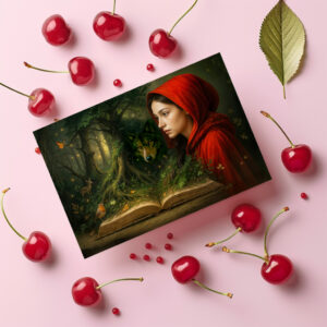 raxxa Postkarte: Red Riding Hood meets wolf in forest