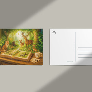 raxxa Postkarte: Forest animals rising from open book