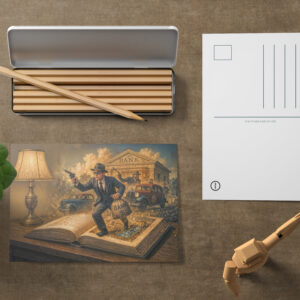 raxxa Postkarte: 1920s gangster book scene illustration