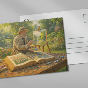 raxxa Postkarte: Painter in garden from art storybook