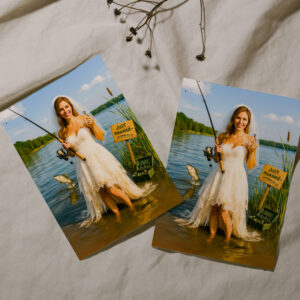 raxxa Postkarte: Bride with Fishing Rod and Hook at Lakeside