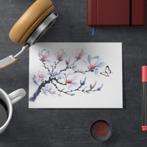 raxxa Postkarte: Magnolia with Butterfly Asian Ink Painting