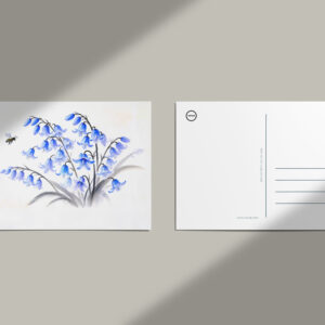 raxxa Postkarte: Blue Bellflowers Asian Ink Painting