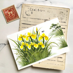 raxxa Postkarte: Yellow Irises Asian Ink Painting