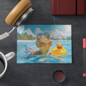 raxxa Postkarte: Dino Bathing with Rubber Duck