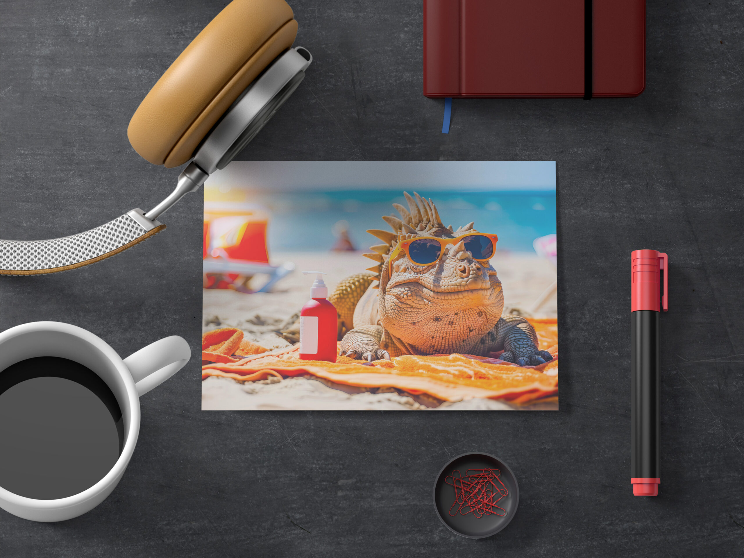 raxxa Postkarte: Dino Sunbathing on Sand