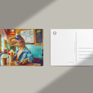 raxxa Postkarte: Dino with Ice Cream at Café