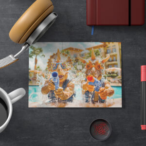 raxxa Postkarte: Dinosaurs Water Fight on Beach