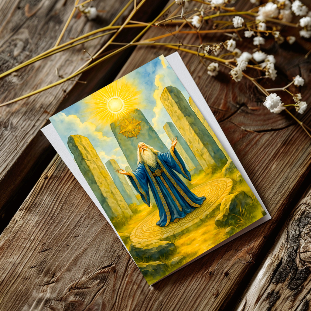 raxxa Postkarte: Celtic druid at sacred stone circle