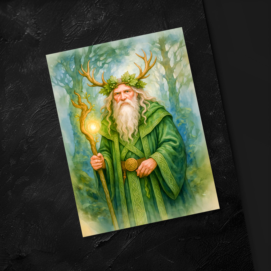 raxxa Postkarte: Celtic forest druid with antler crown