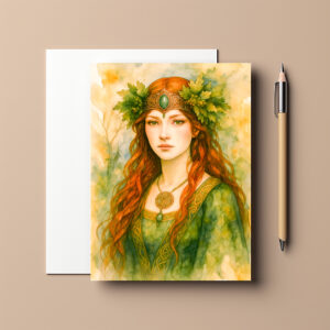 raxxa Postkarte: Celtic druidess with oak leaf crown