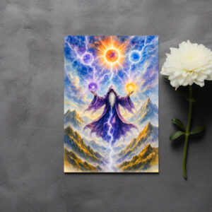 raxxa Postkarte: Celtic druid summoning elemental powers