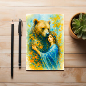 raxxa Postkarte: Celtic druidess with spirit bear