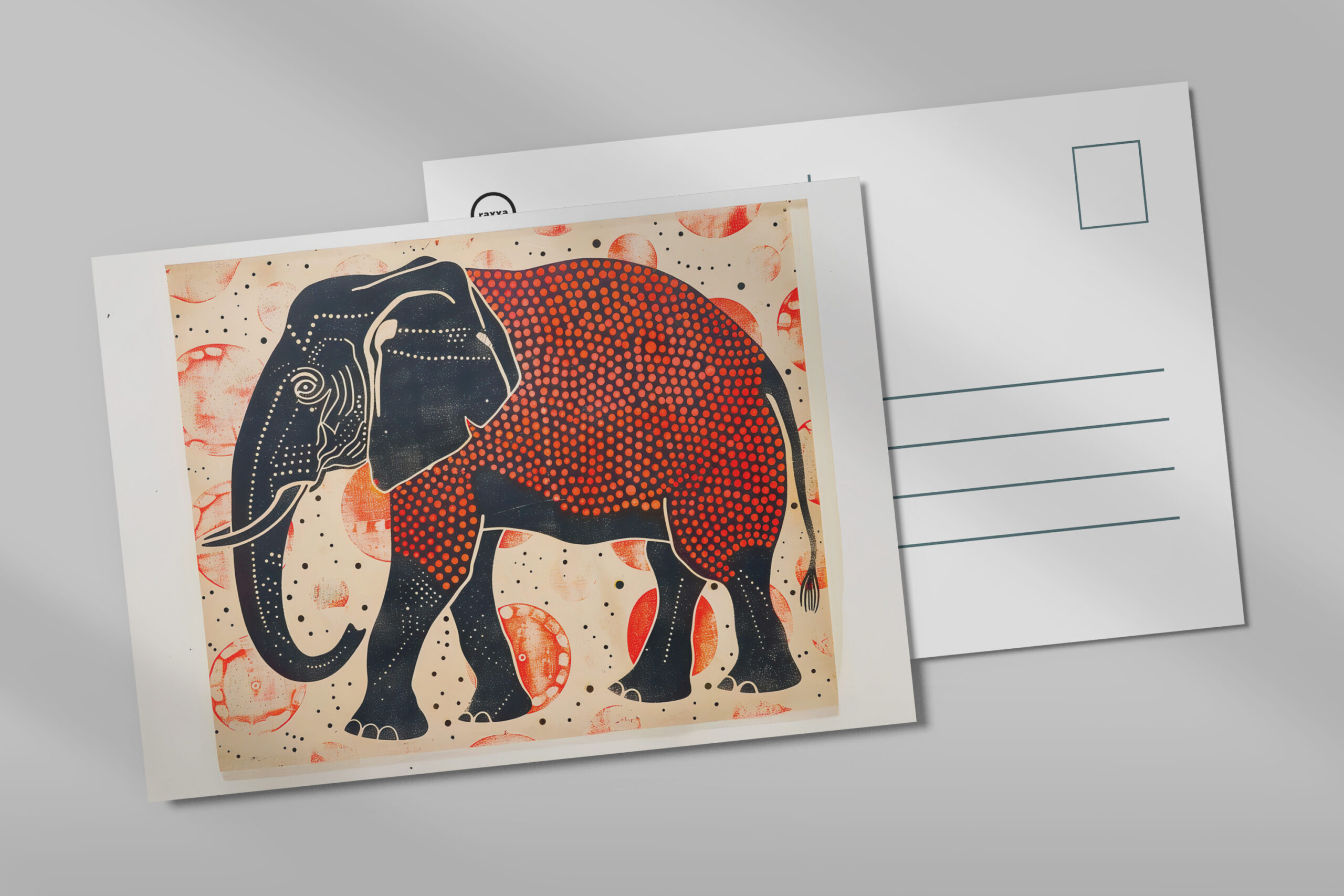 raxxa Postkarte: Dual-Tone Elephant on Cream Background