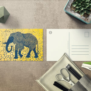 raxxa Postkarte: Black and Yellow Elephant on Honeycomb