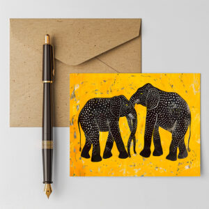 raxxa Postkarte: Colorful Elephant with Yellow Background