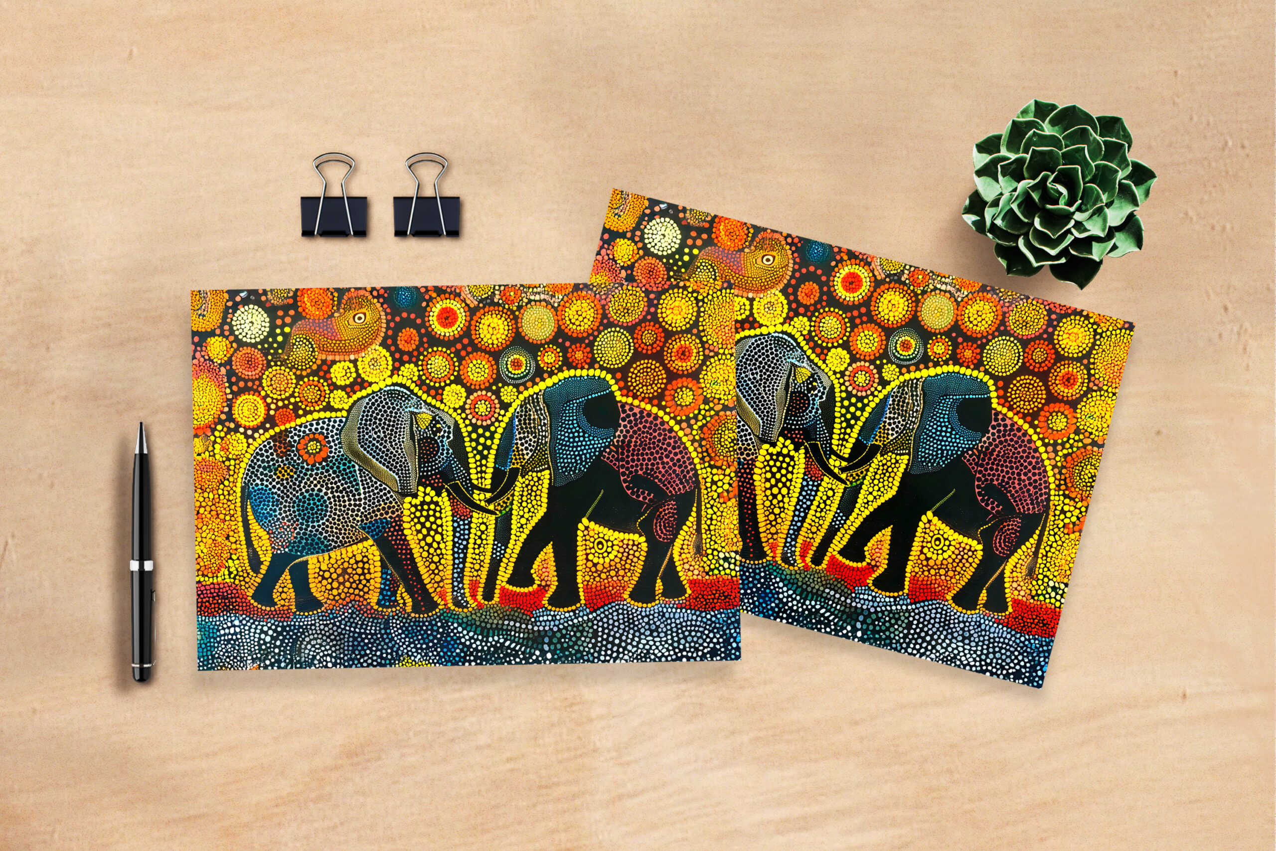 raxxa Postkarte: Elephant Couple with Sunflowers