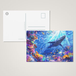 raxxa Postkarte: Anime boy swimming with Liopleurodon reef