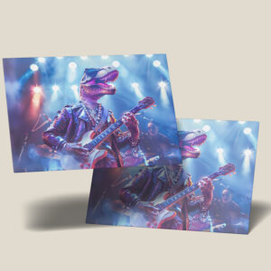 raxxa Postkarte: Rockstar Dinosaur on Stage