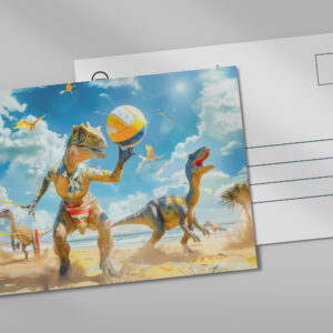 raxxa Postkarte: Dinosaur Beach Volleyball Game