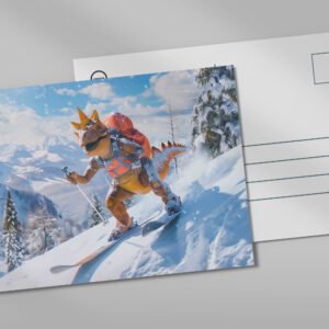 raxxa Postkarte: Dino Ski Adventure in the Alps