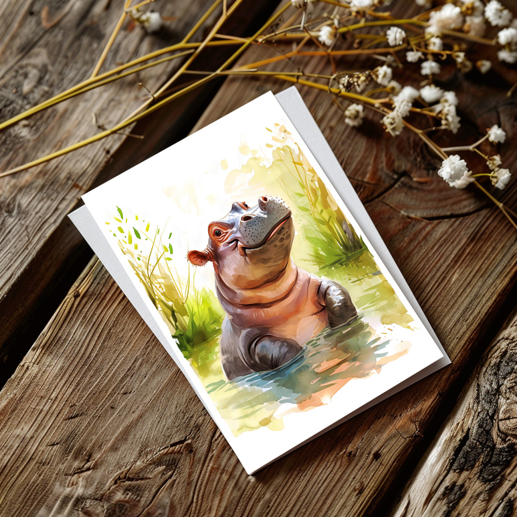 raxxa Postkarte: Smiling Hippo in Water