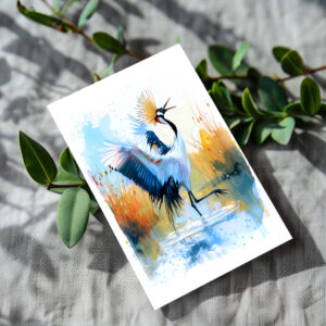 raxxa Postkarte: Crowned Crane Dancing in Water