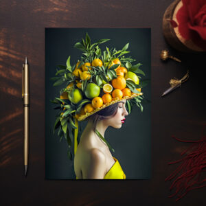 raxxa Postkarte: Exotic Citrus Crown with Vibrant Colors