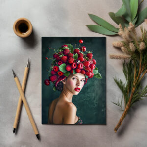 raxxa Postkarte: Strawberry and Raspberry Summer Fashion Portrait